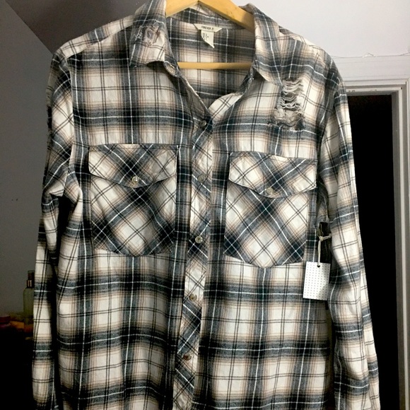 NWT Forever 21 Plaid Grunge-style Shirt - Picture 1 of 5